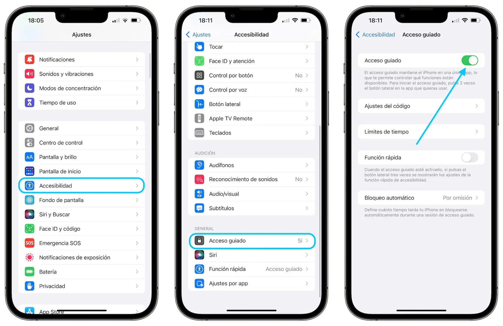 Acceso guiado en Apple iPhone 13 - Bloquear una aplicación