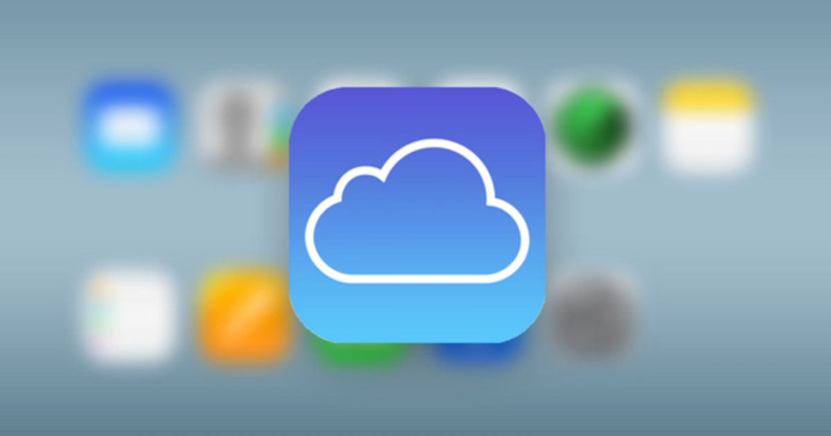 Logo iCloud Azul fondo blur