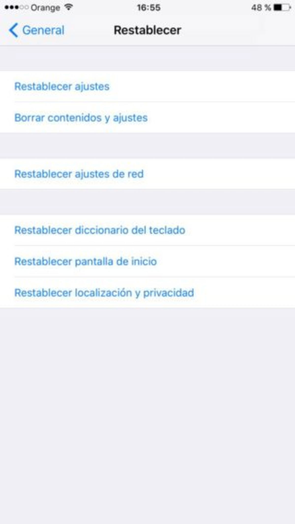 Restablecer iPhone