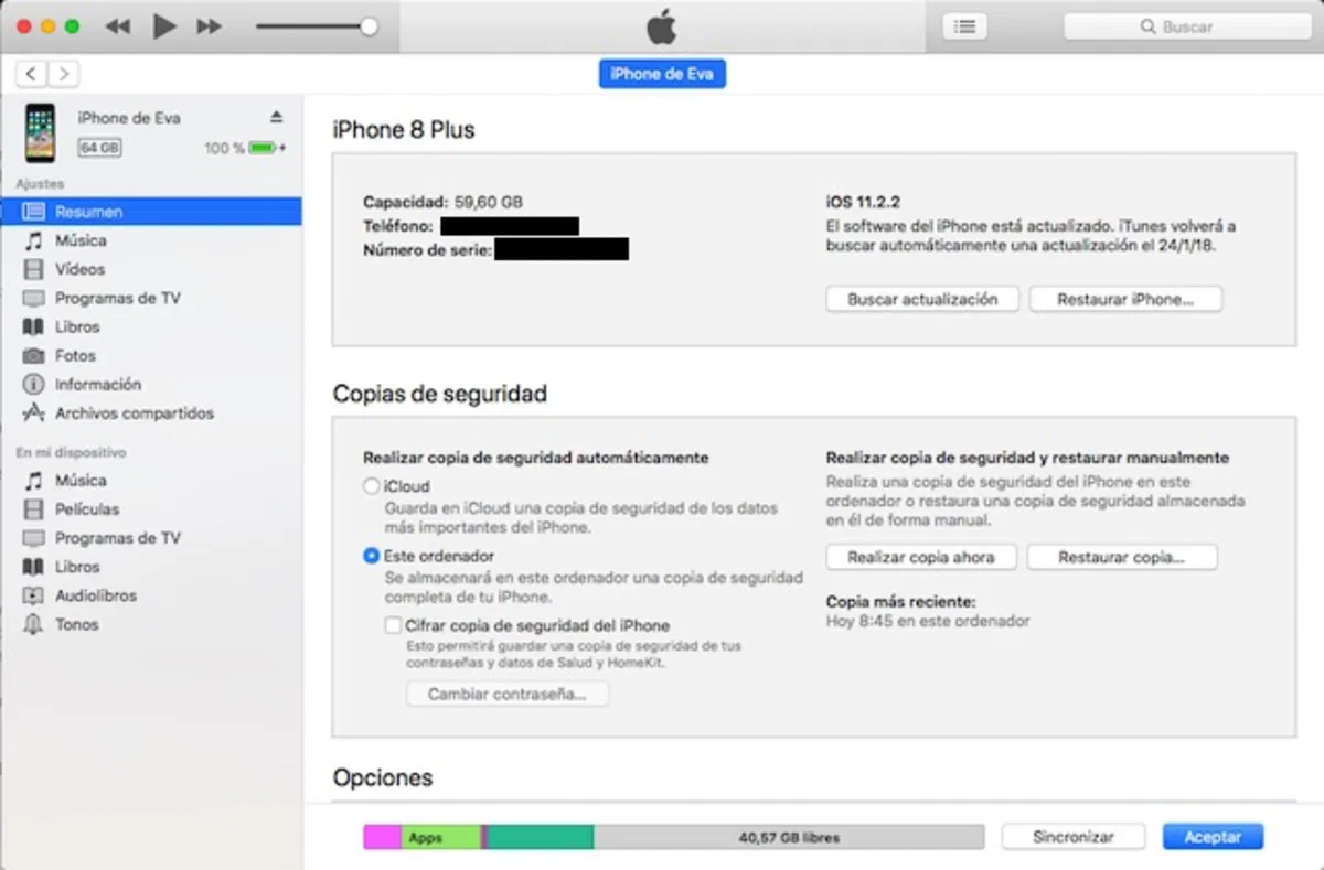 Cómo hacer una copia de seguridad del iPhone con iTunes (2018)