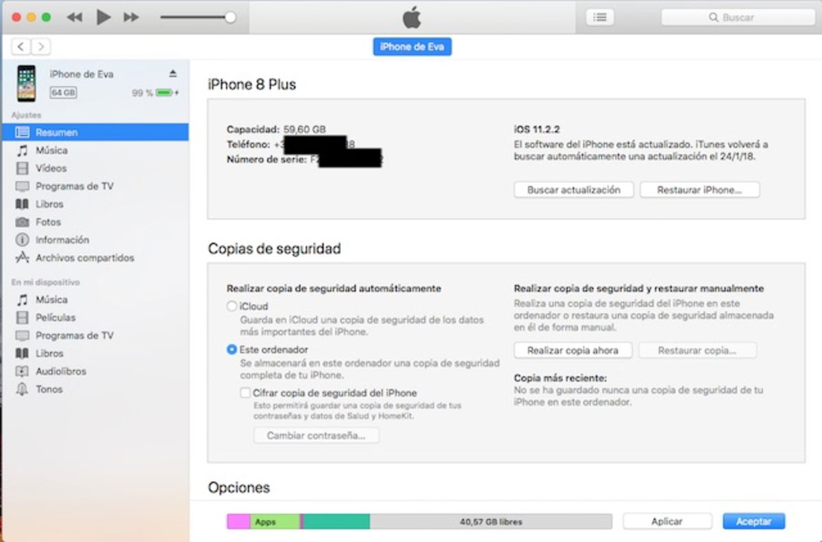 Cómo hacer una copia de seguridad del iPhone con iTunes (2018)