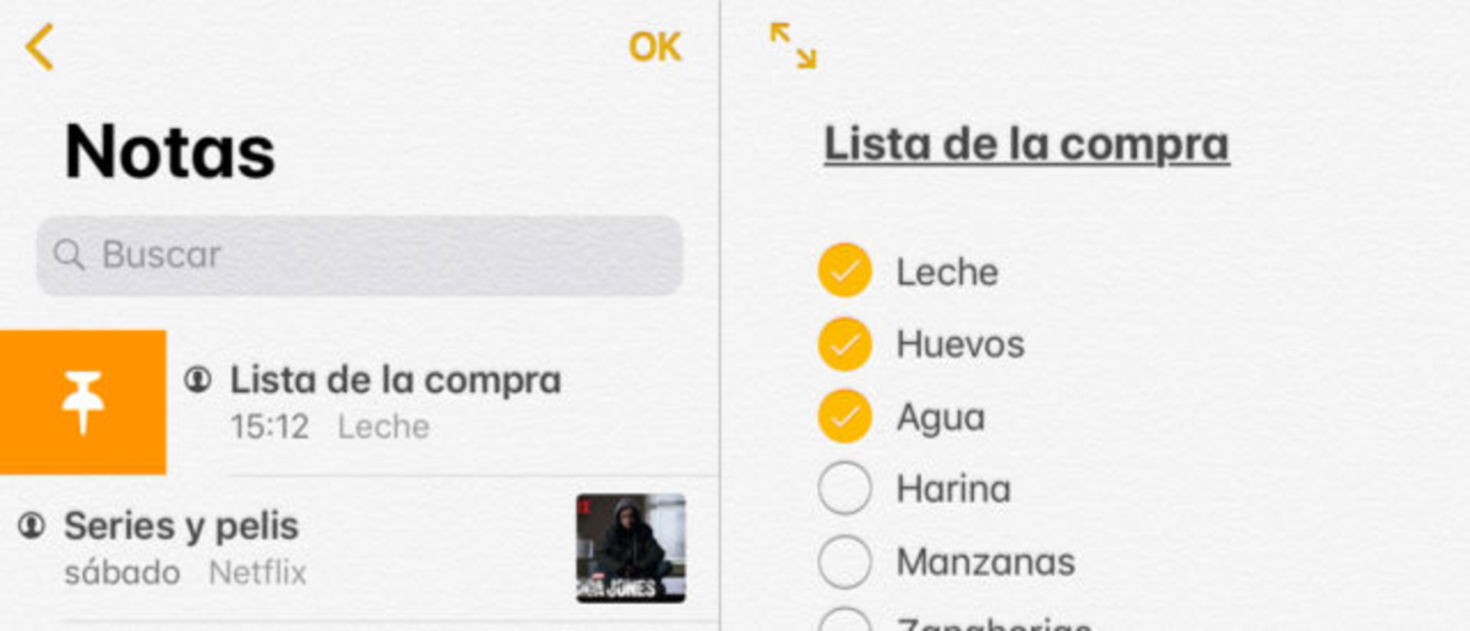 Cómo hacer la lista de la compra con Notas en iPhone y iPad