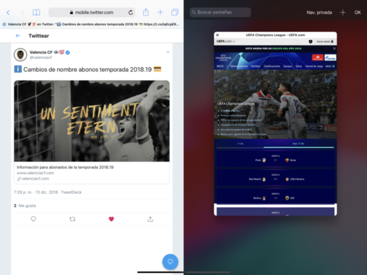 Cómo usar Split View en Safari con iPad Pro en iOS 12