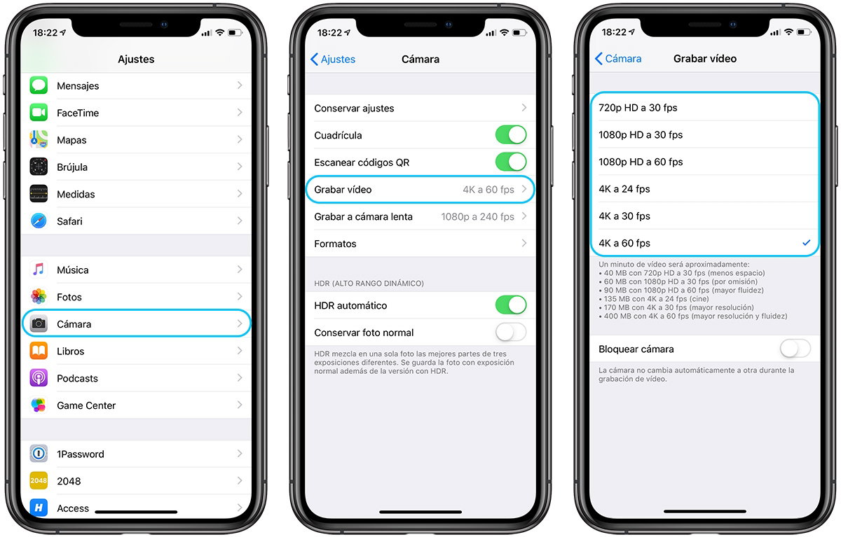 Com canviar la qualitat d'enregistrament de vídeo a l'iPhone