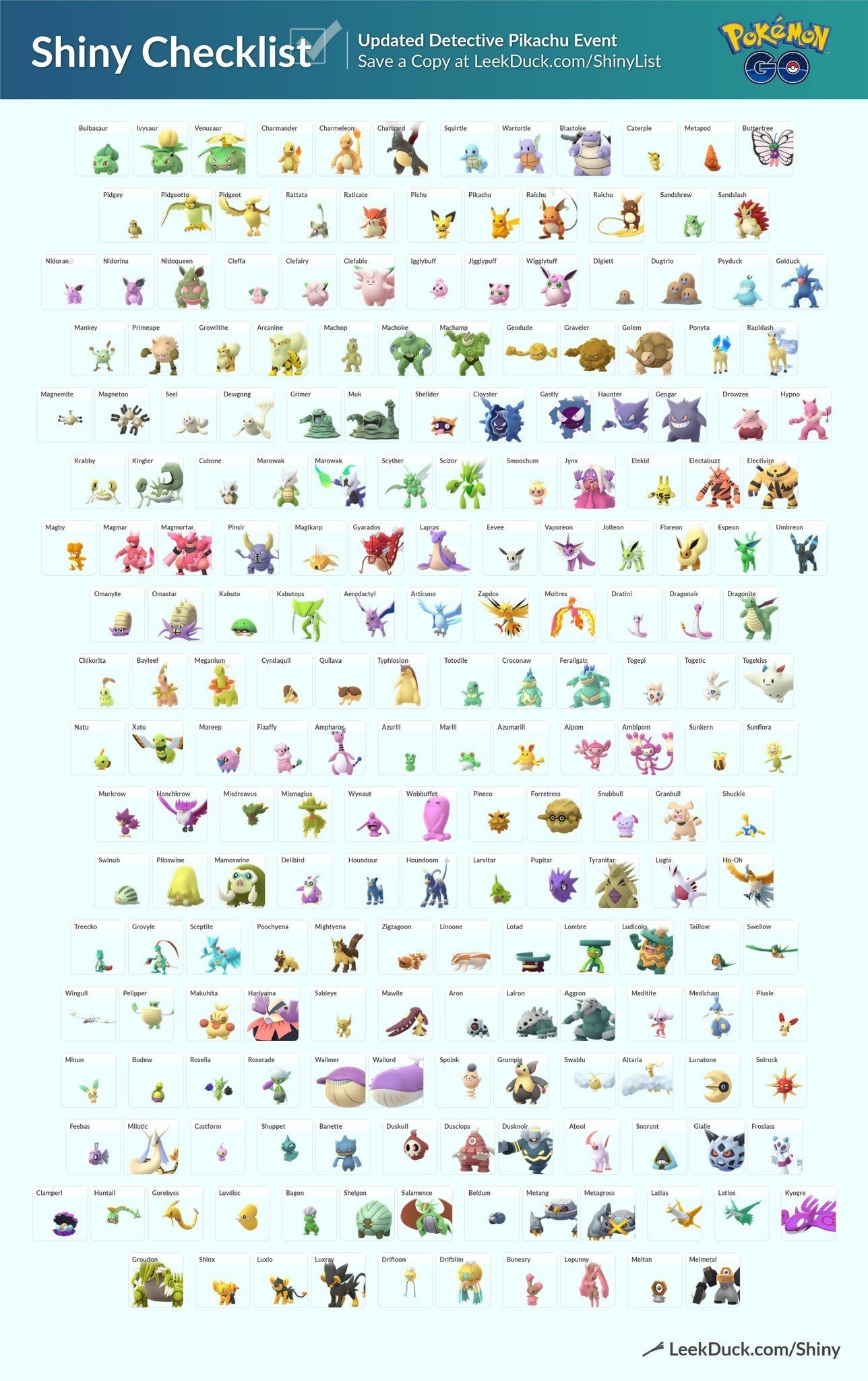 atraer Claraboya Molestar Pokémon GO: lista completa de Pokémon shiny o variocolor disponibles