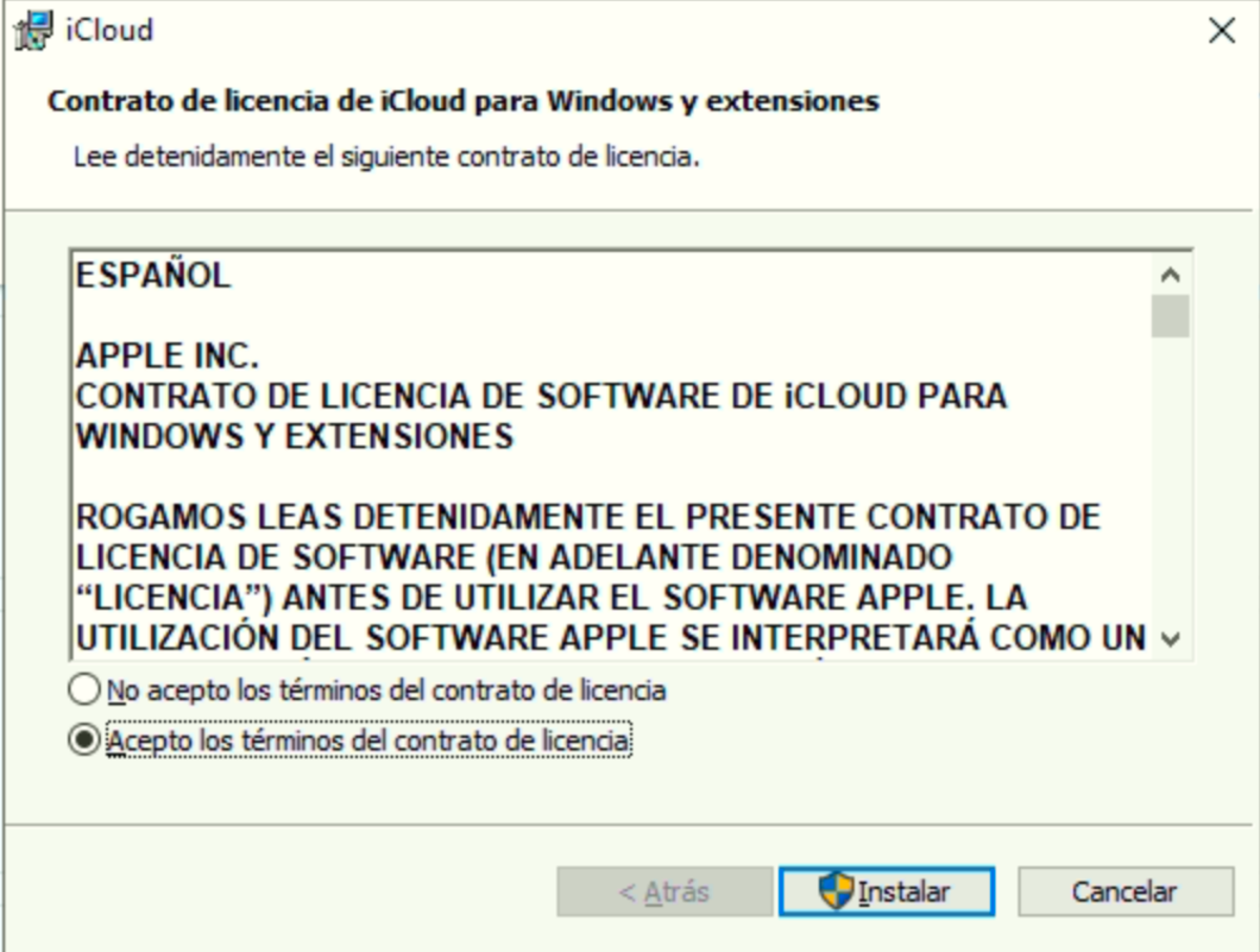 Instalador iCloud para Windows