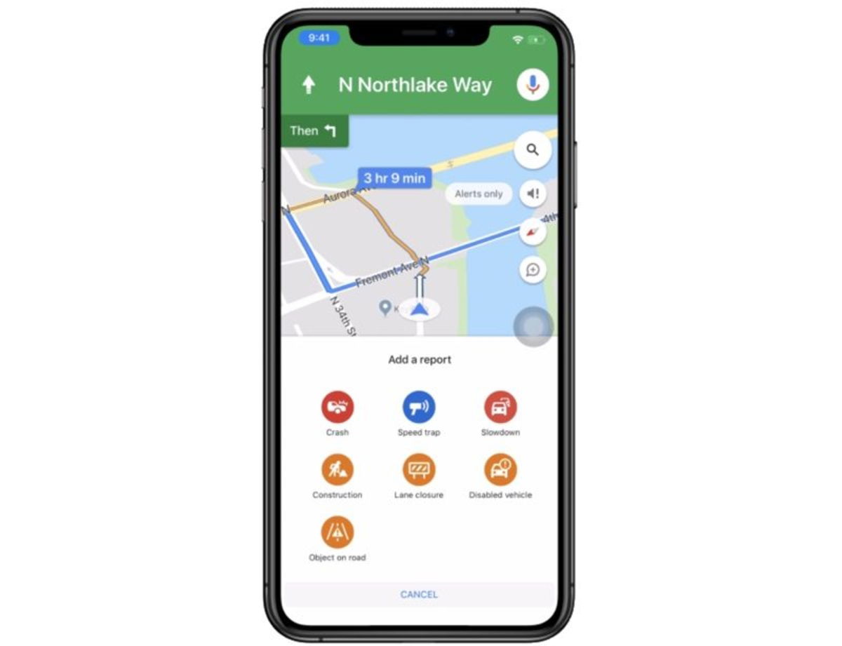 Reportar accidente google maps