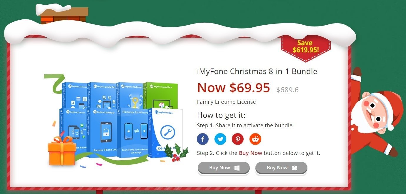 Ofertas navideñas de iMyFone, pack familiar