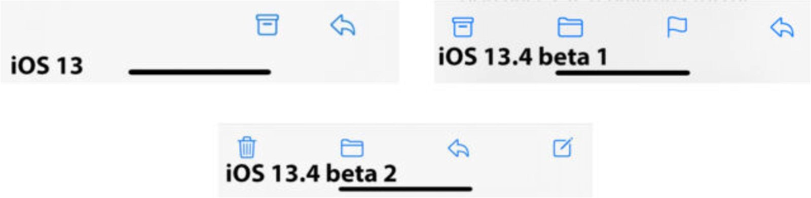 barra mail iOS 13.4 evolución