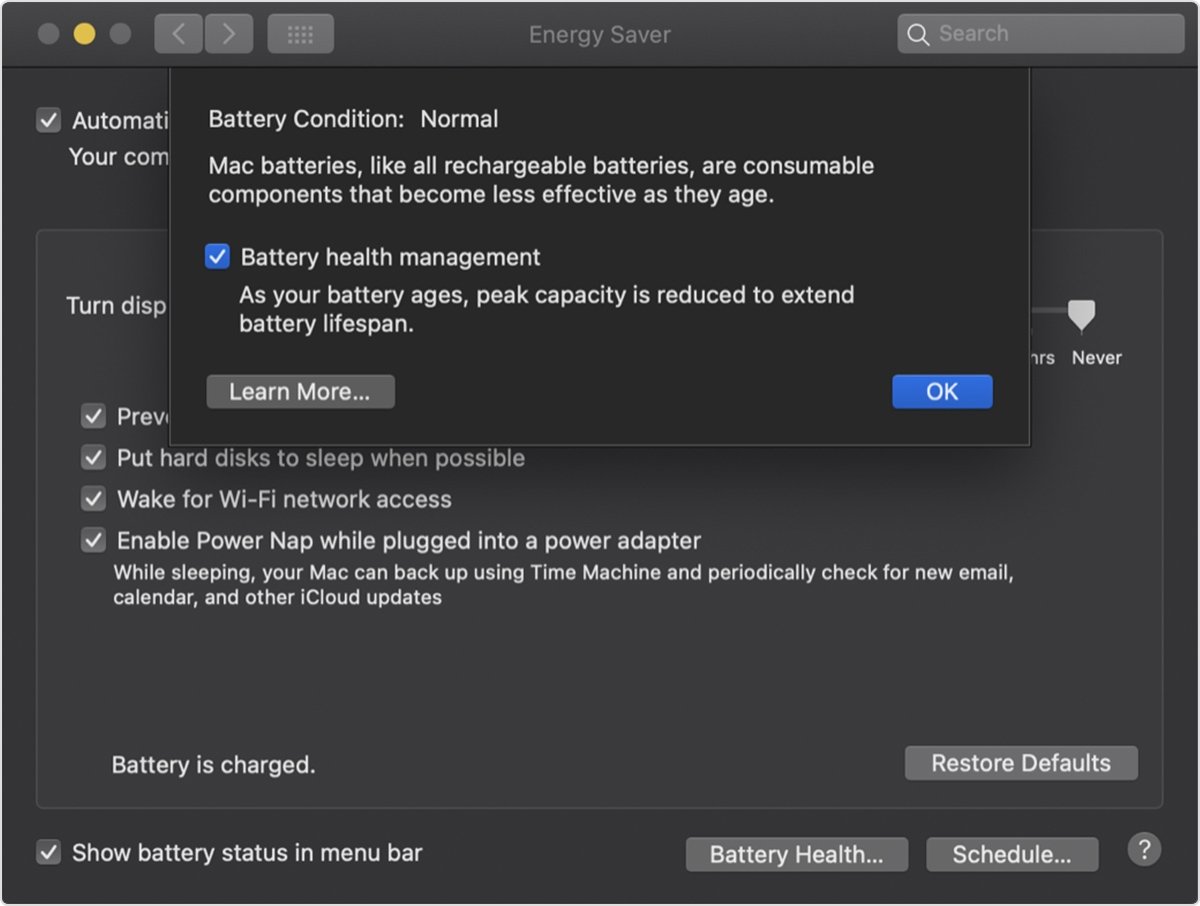 Administración del estado de batería de macOS 