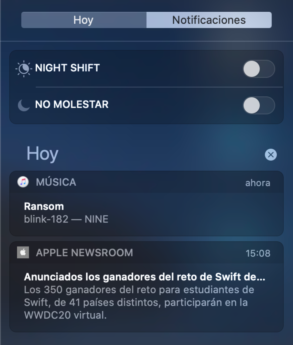 No molestar centro notificaciones macOS