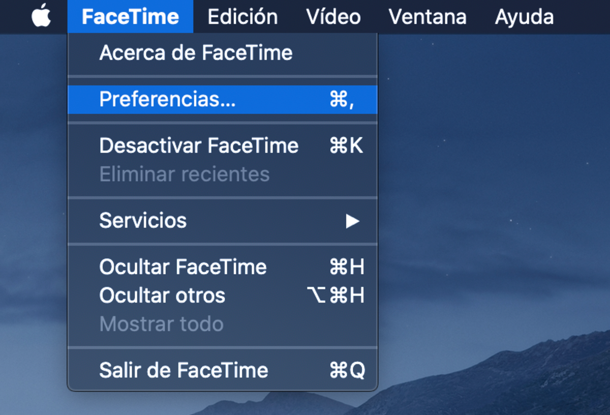 Preferencias FaceTime