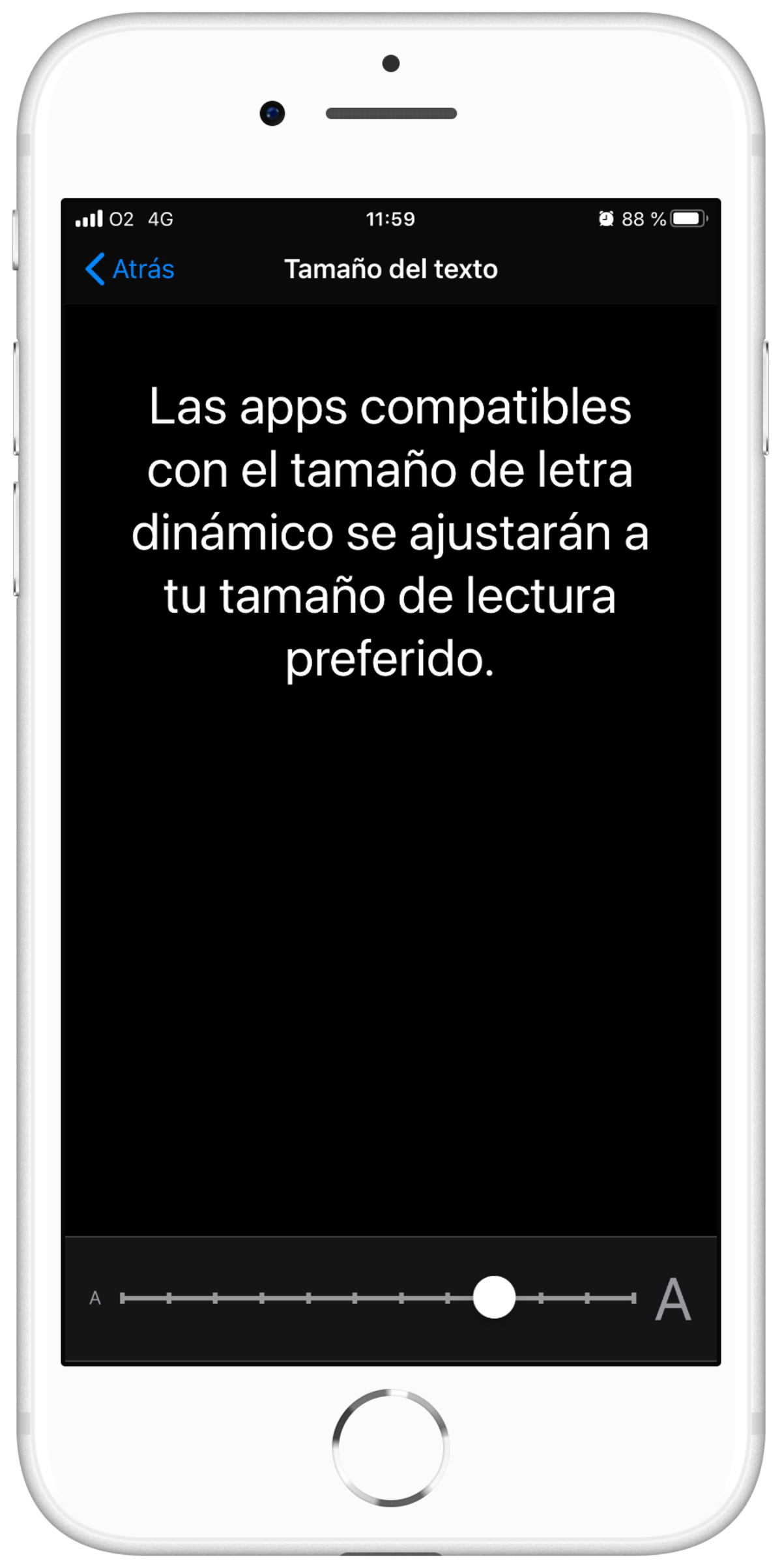 Tamaño texto iPhone SE