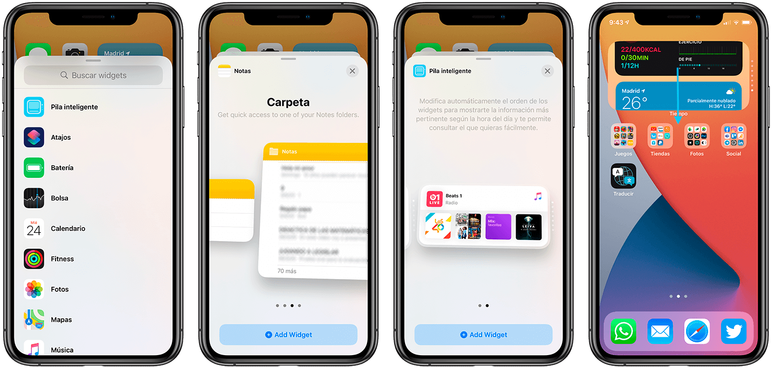 opciones widgets ios 14 