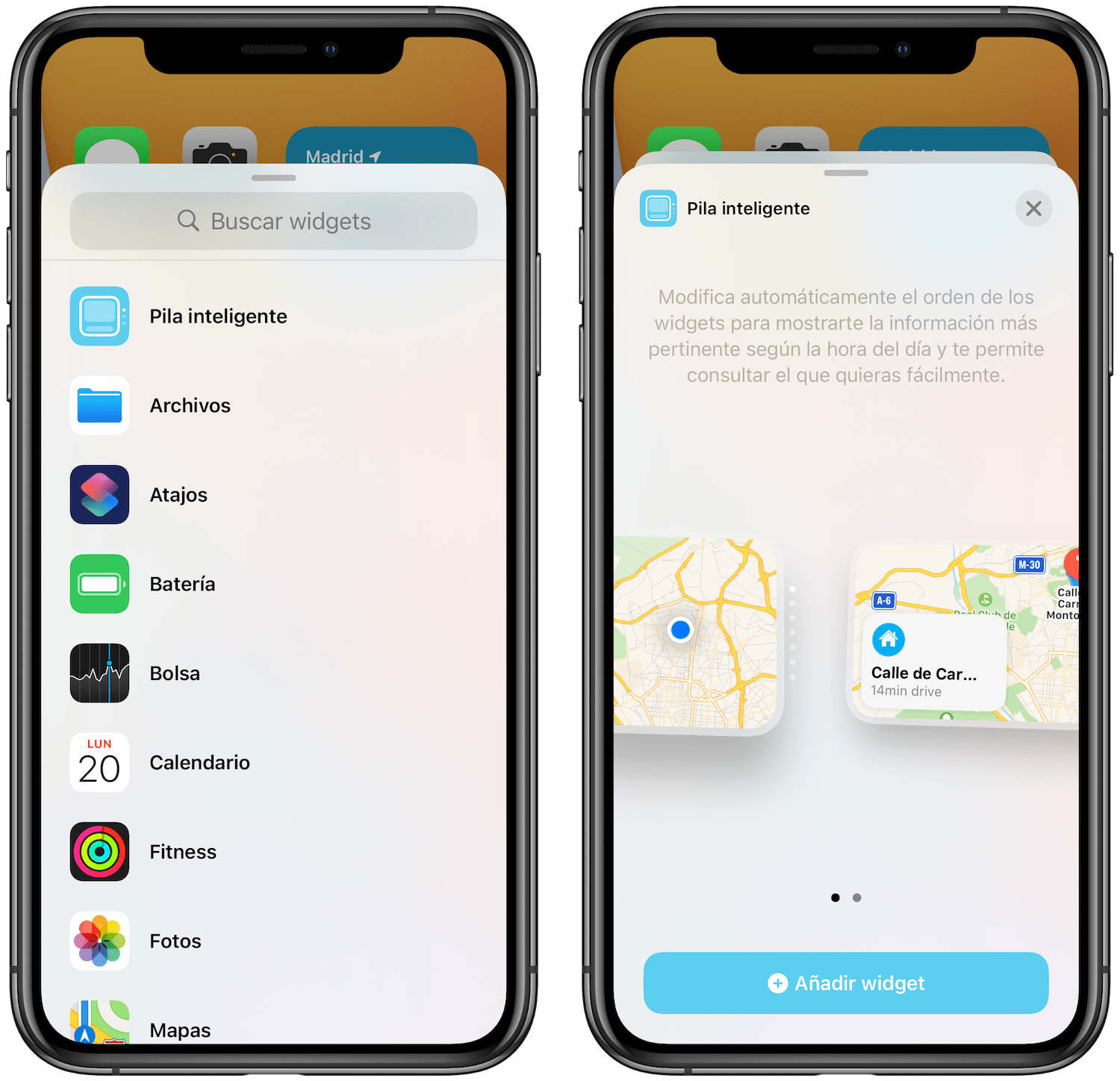 crear pila inteligente ios 14