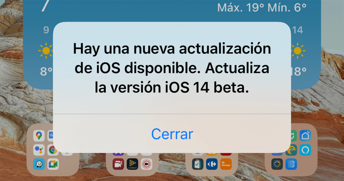 Hay una nueva actualización de iOS disponible. Actualiza la versión iOS 14 beta.