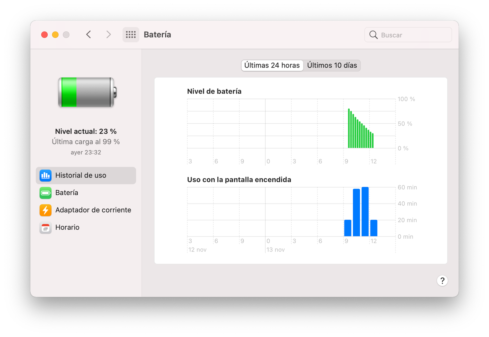 Historial de bateria macOS Big Sur