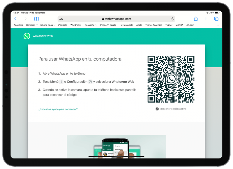 Cómo poner WhatsApp web en el iPhone y en el iPad