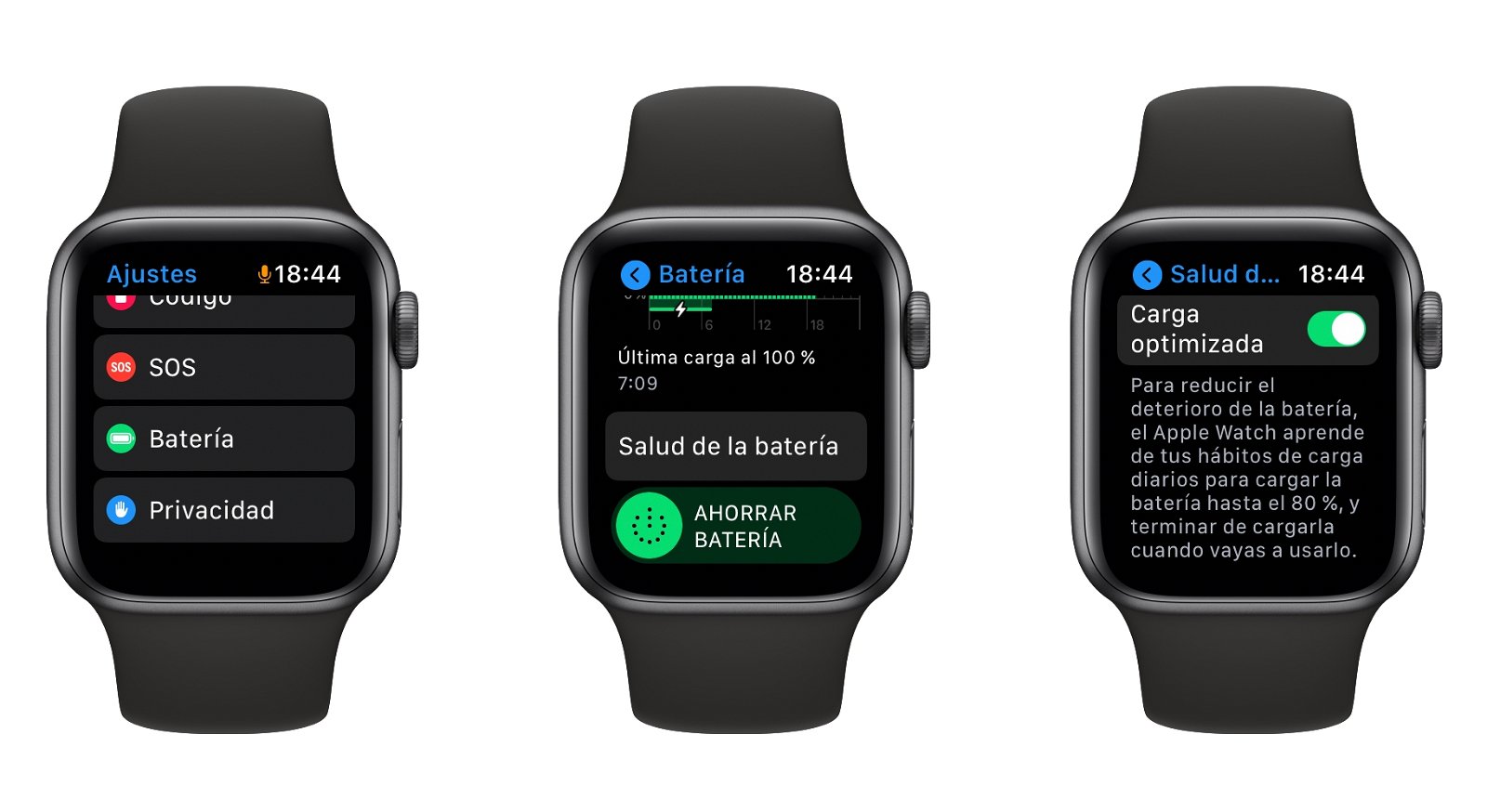 Carga optimizada de la batería del Apple Watch