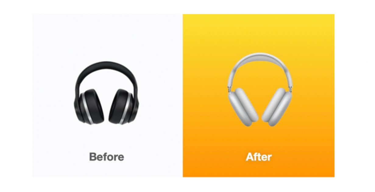 Comparación de emoji de auriculares con los AirPods Max