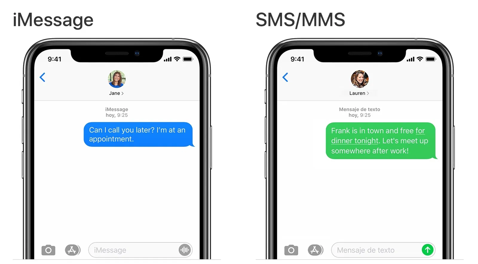 iMessage vs mensajes