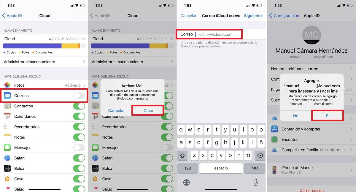 Como crear correo iCloud desde el iPhone