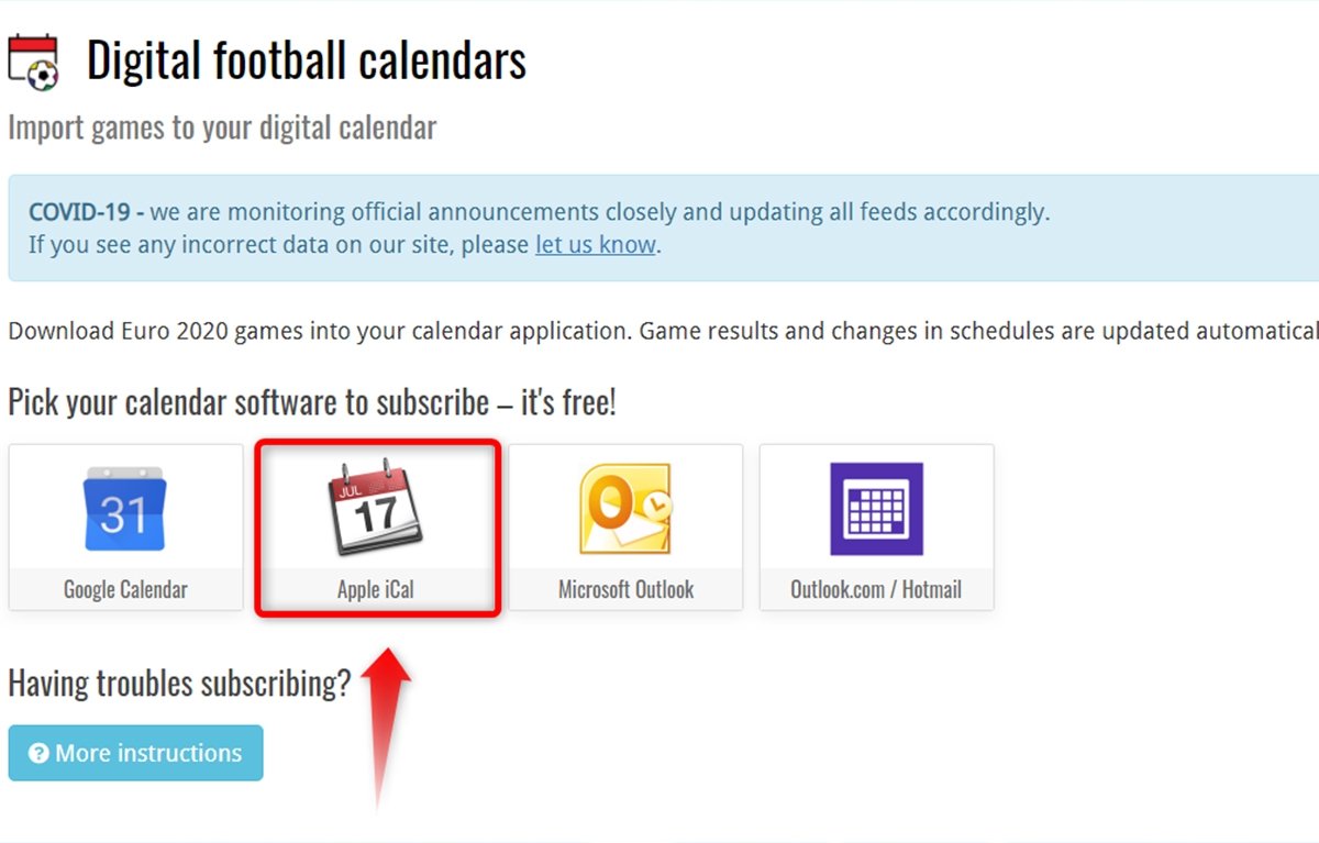 Como agregar el calendario de la Eurocopa 2020 a tu iMac