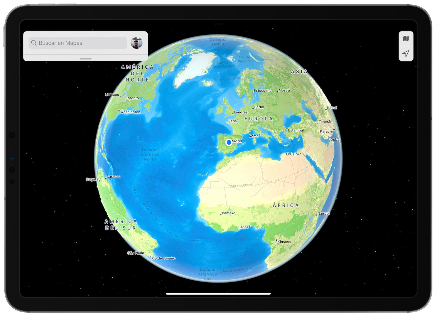 Globo terráqueo apple maps