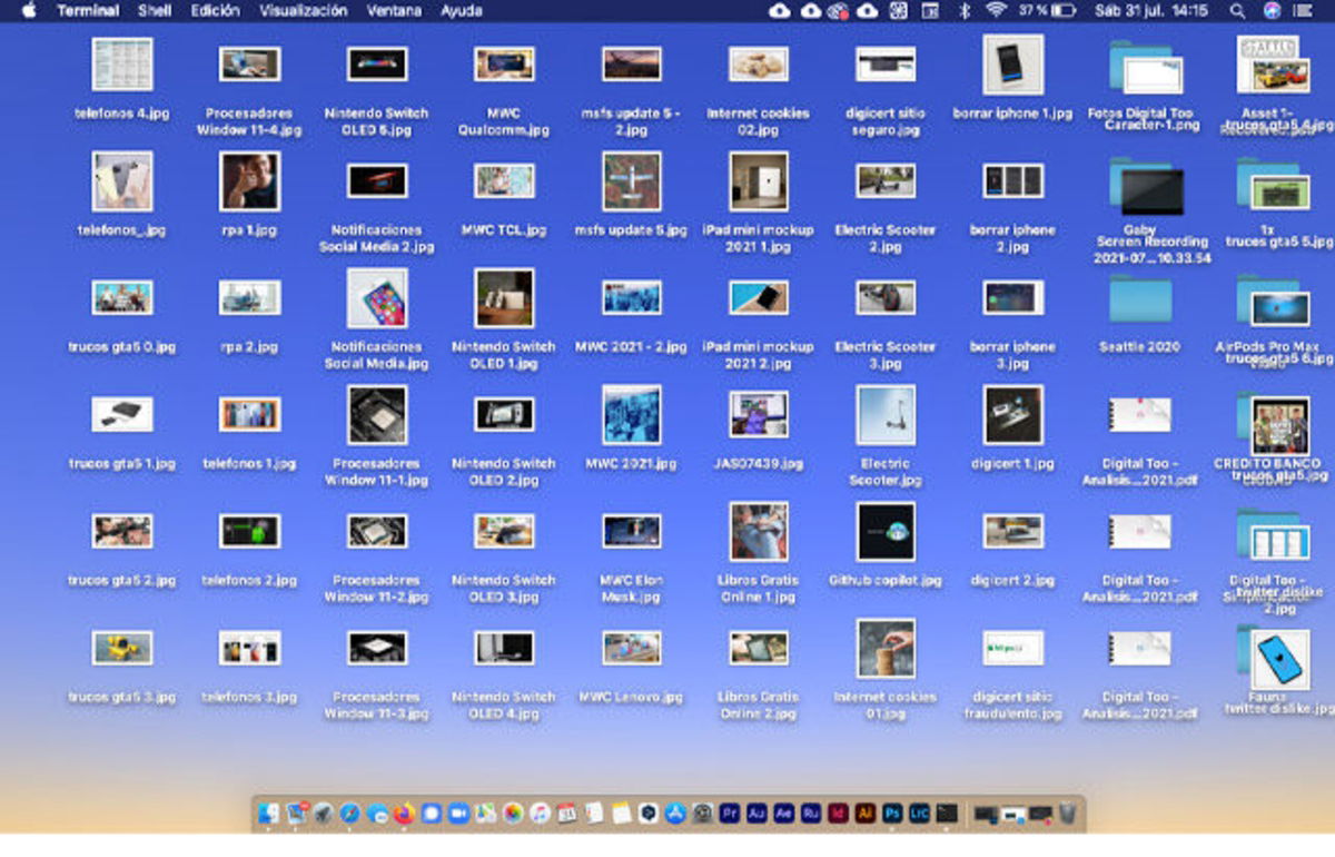 Pantalla de Mac con iconos