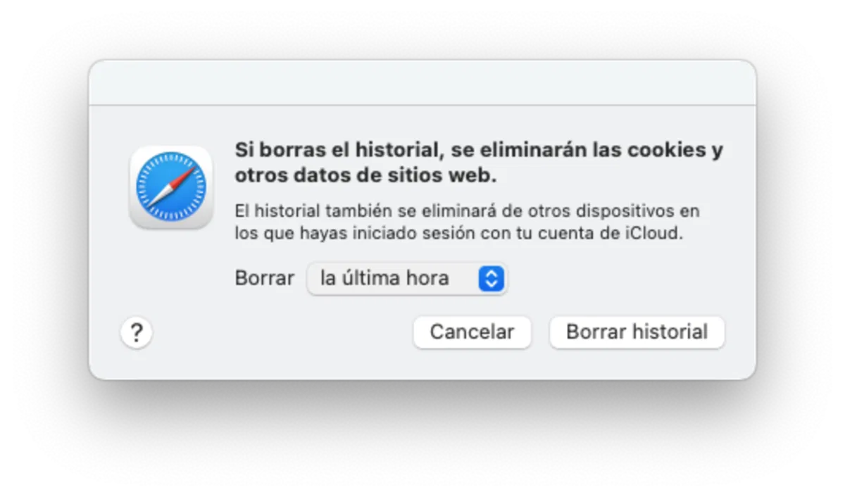 borrar historial safari desactivado