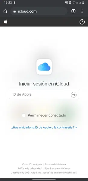 Cargar archivos en iCloud Drive desde Android