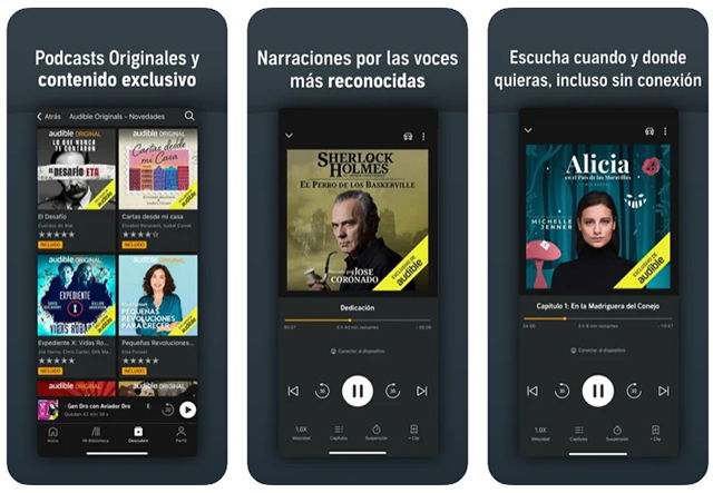 Entre las mejores apps de audiolibro esta audible