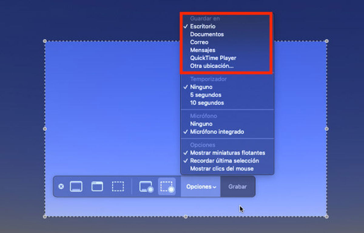 Opciones para capturar Pantalla en Mac