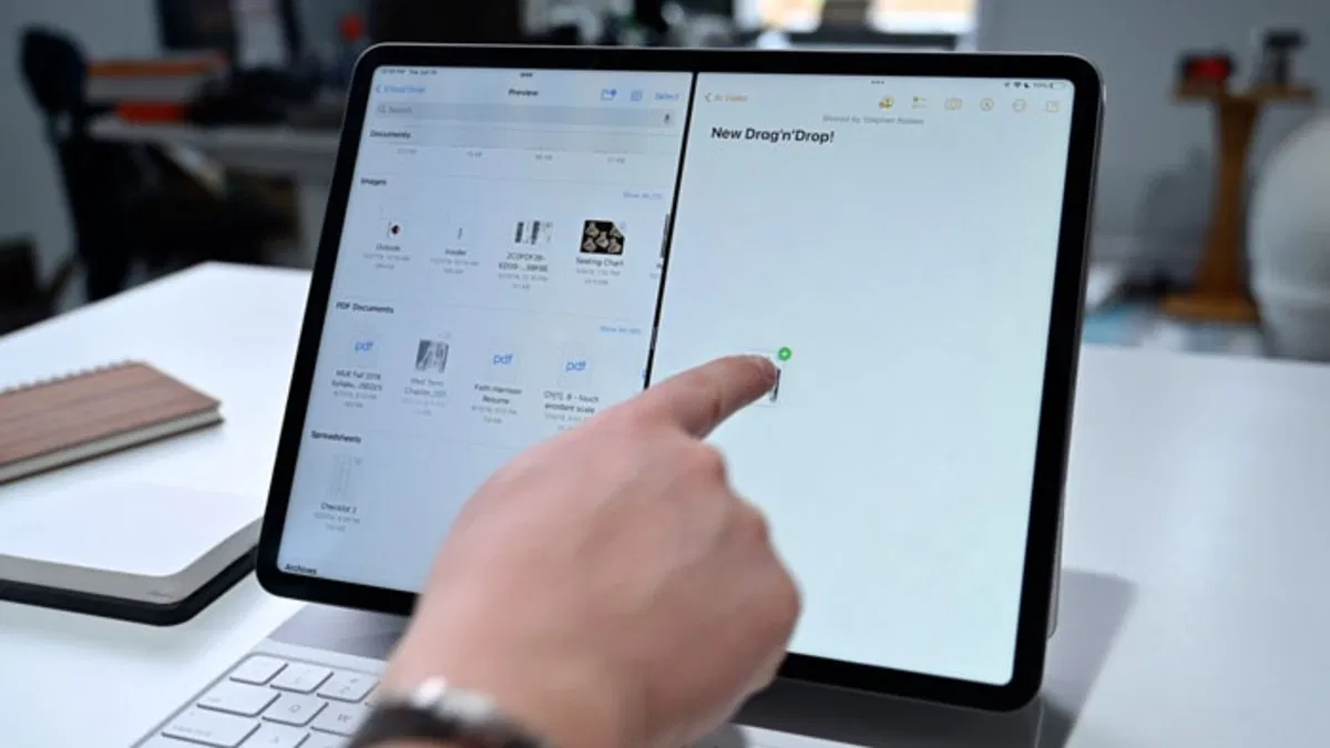 App Archivos iPadOS 15 soltar y arrastrar