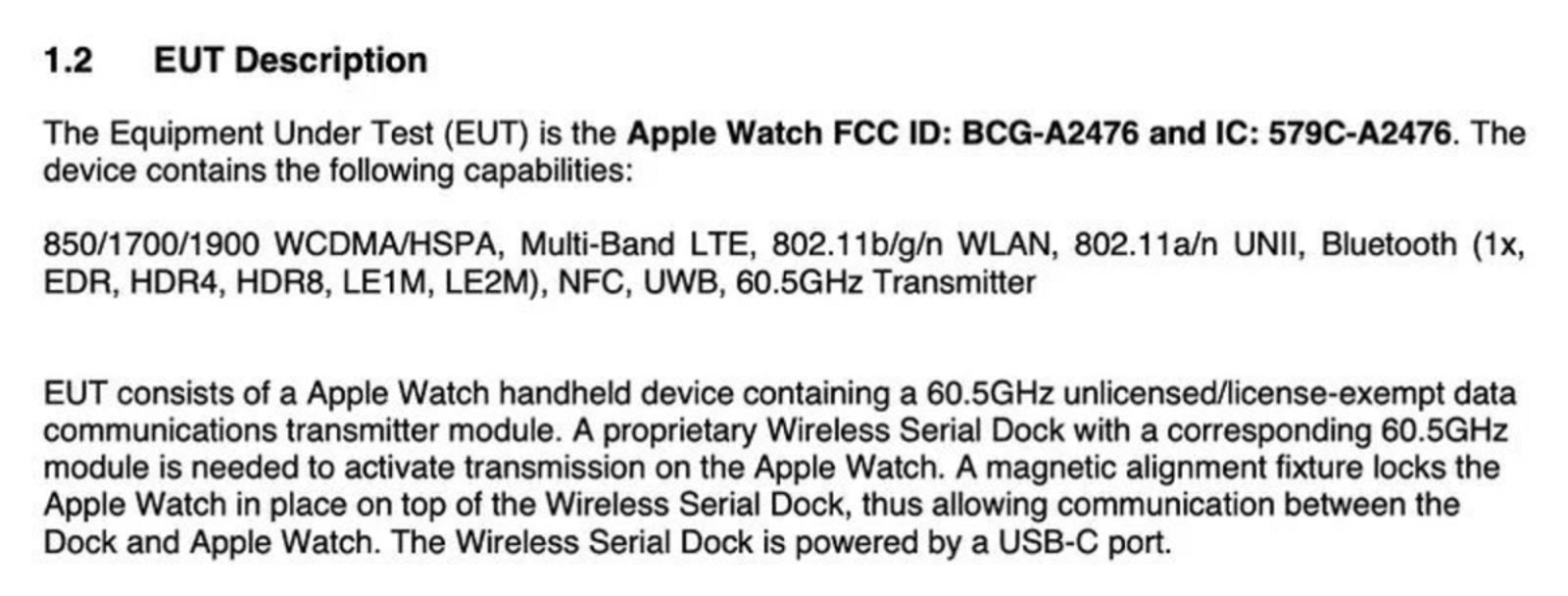 Descripción Módulo Apple Watch FCC