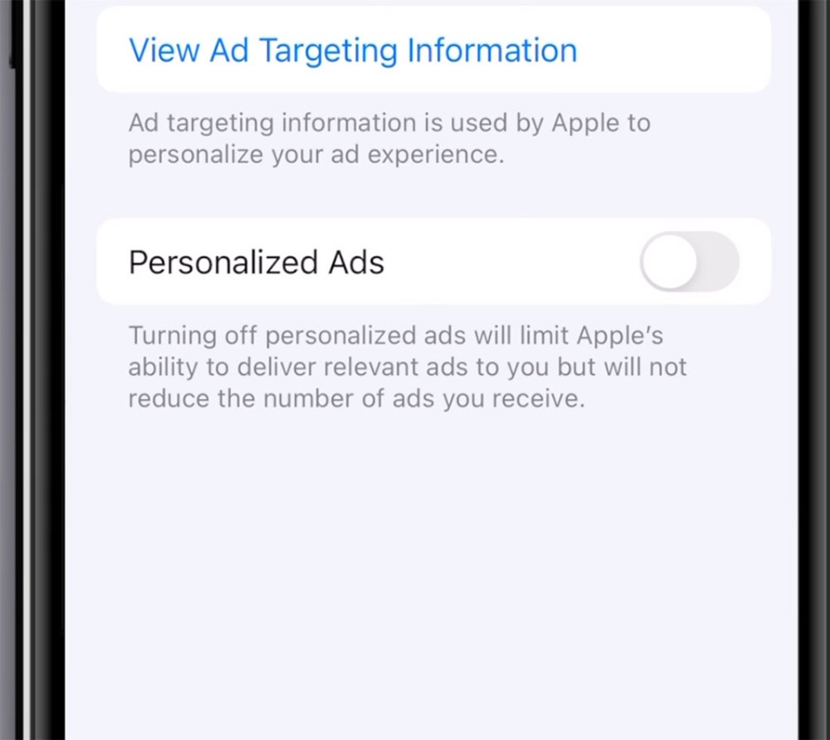 Anuncios personalizados Apple iOS 15