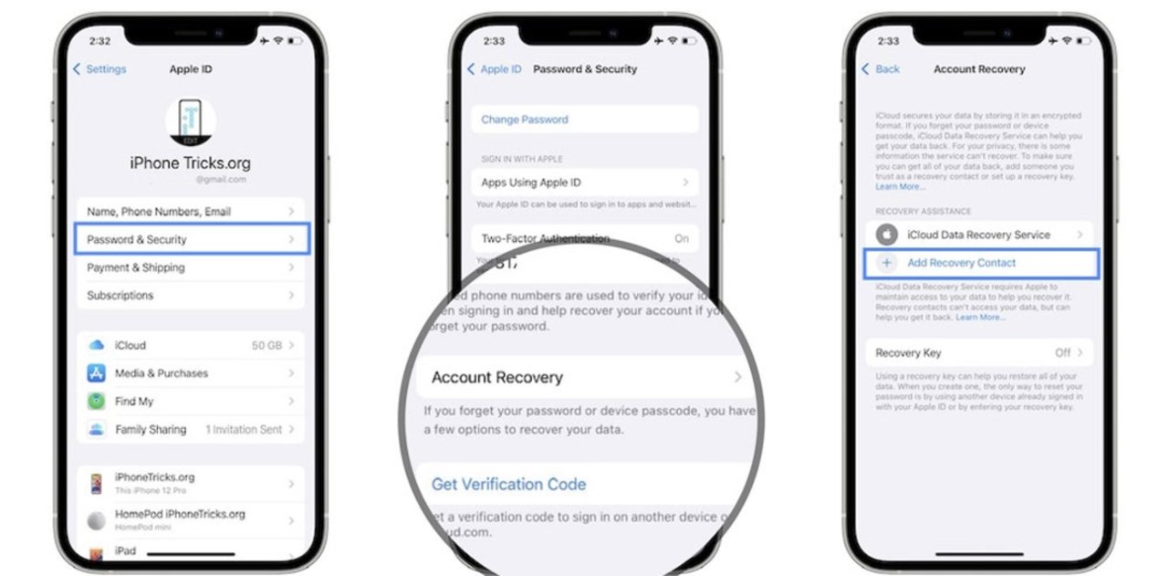Cómo crear contacto recuperación Apple ID en iPhone