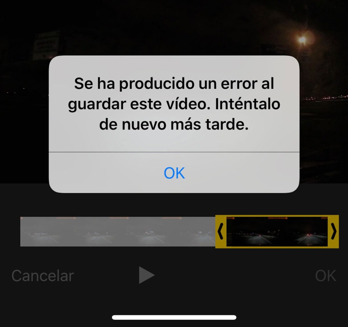 Error editar vídeo en iPhone