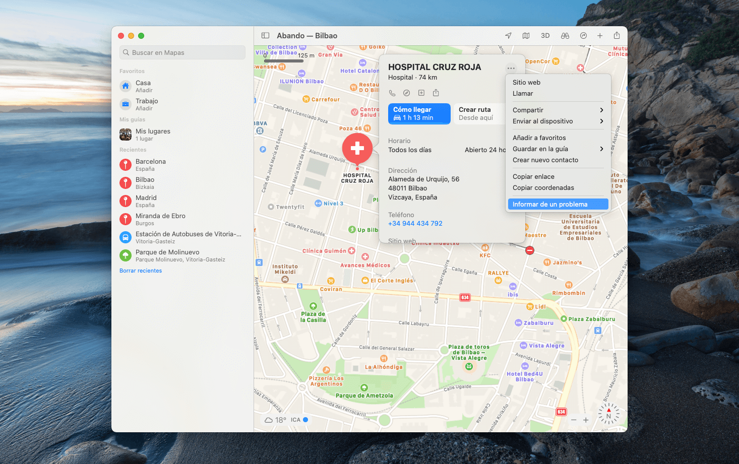 Report error in Apple Maps from macOS
