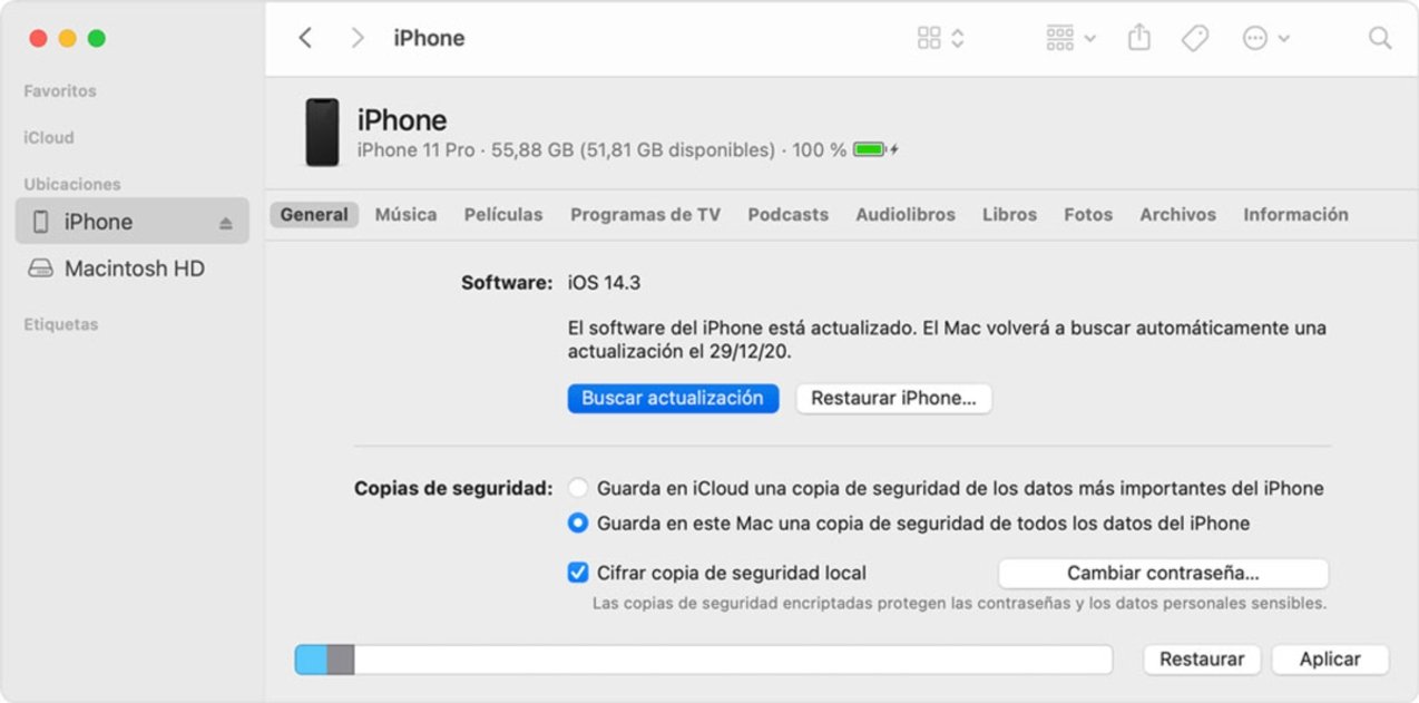 Actualizar iPhone en Mac