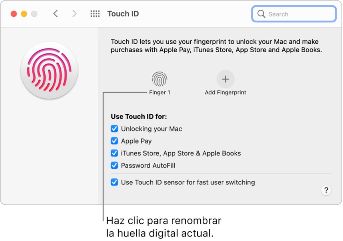Crear huella dactilar Touch ID MacBook