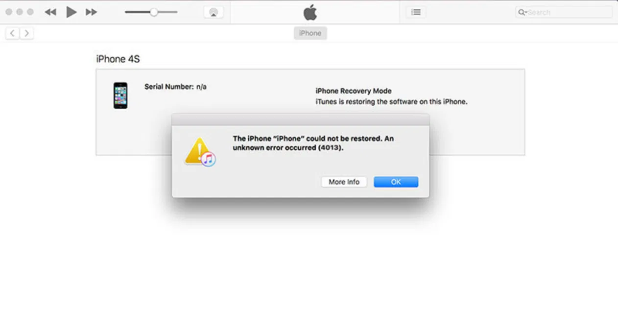 ITunes Error 4013 While Updating iPhone