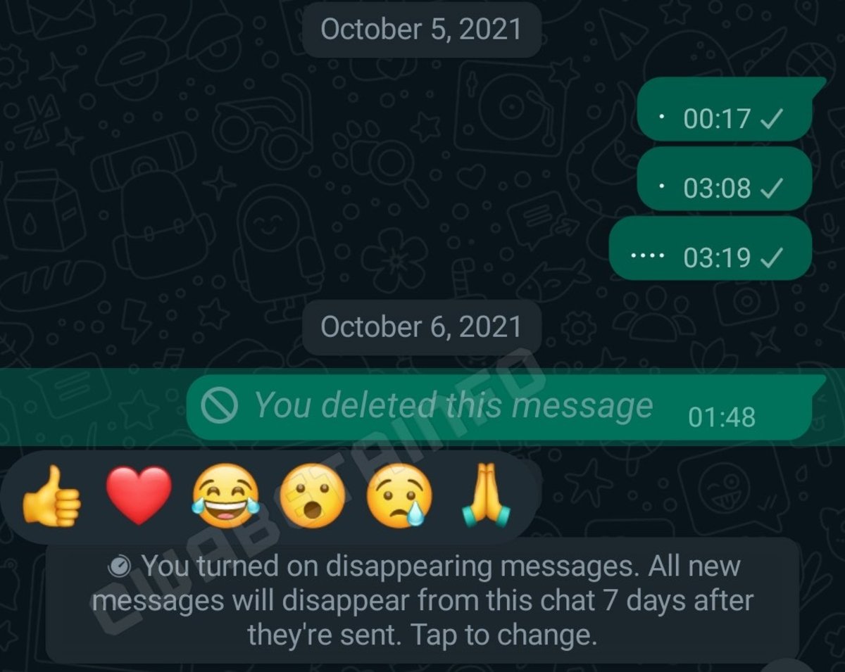 Reactions to WhatsApp messages