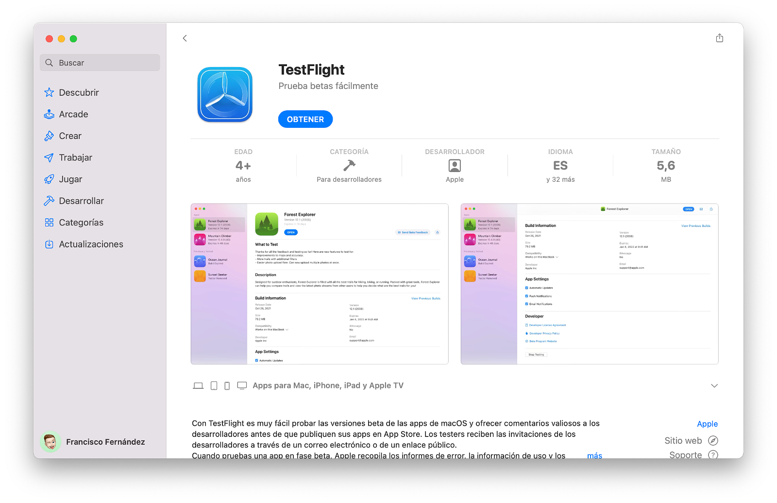 TestFlight para Mac en el App Store