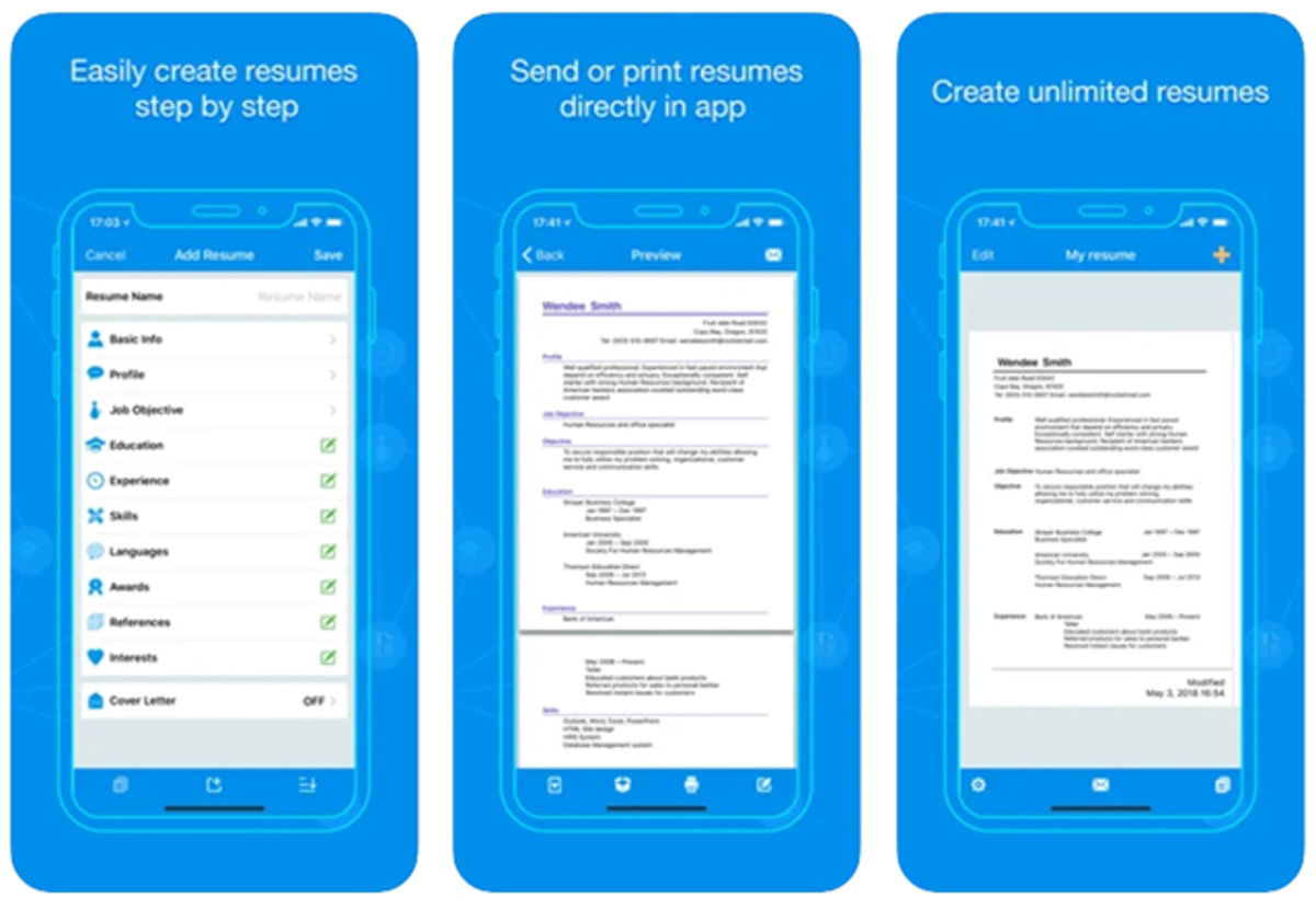 8 best apps to make resumes from iPhone - Gearrice