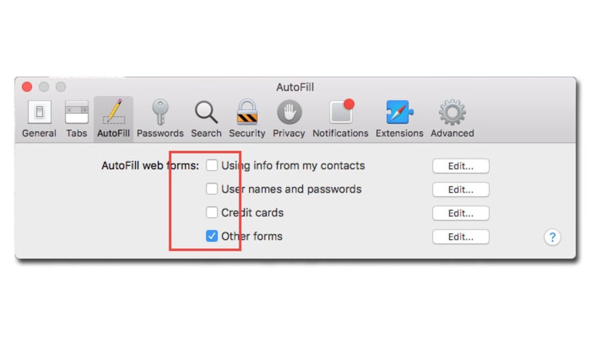Borrar sugerencias autorrelleno Safari en Mac