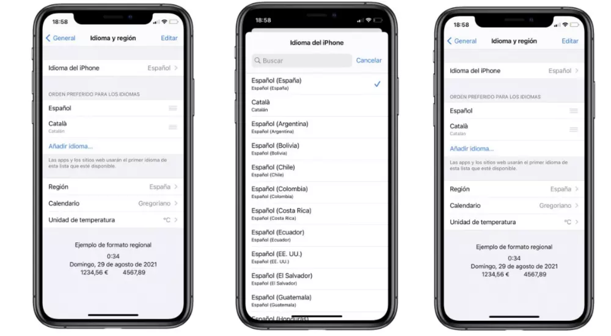 iPhone idioma cambiar