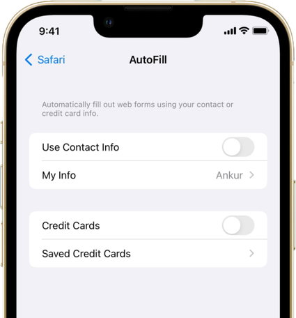 Remove AutoFill Suggestions from iPhone