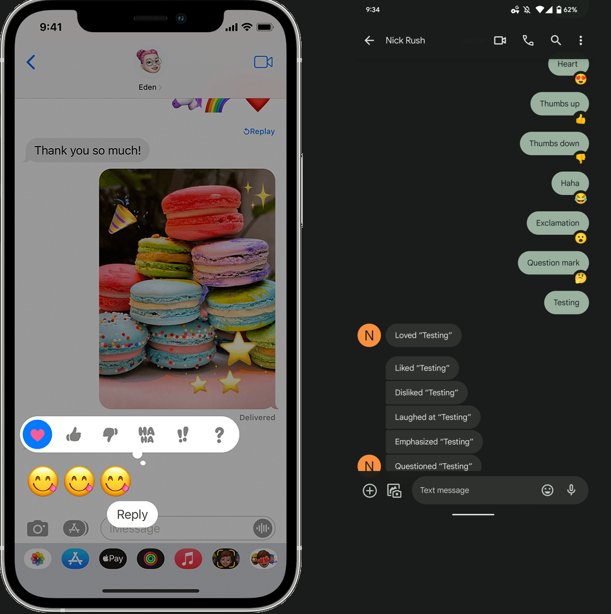 Google Messages ya es compatible con las reacciones de iMessage