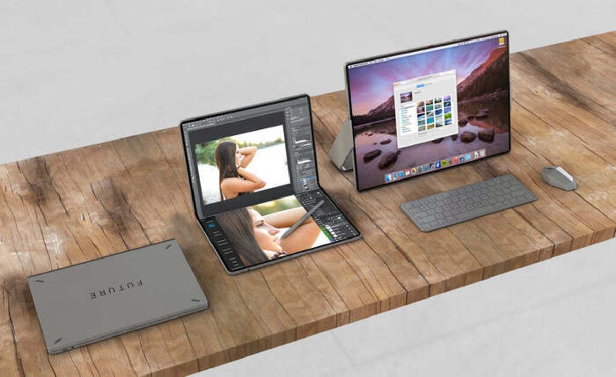 Macbook dengan layar lipat layar penuh
